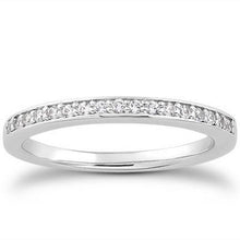 14k White Gold Micro-pave Flat Sided Diamond Wedding Ring Band, size 6.5