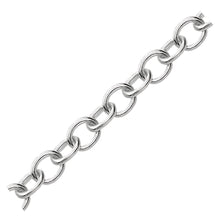 Sterling Silver Rhodium Plated Fancy Charm Bracelet, size 8''