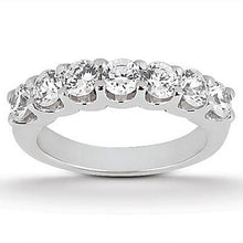 14k White Gold Diamond Scalloped Shared U Prong Setting Wedding Ring Band, size 6.5
