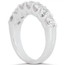 14k White Gold Diamond Scalloped Shared U Prong Setting Wedding Ring Band, size 6.5