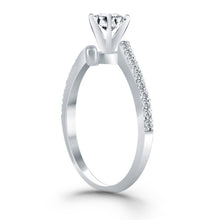 14k White Gold Open Shank Bypass Diamond Engagement Ring, size 6