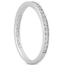 14k White Gold Micro-pave Diamond Wedding Ring Band Set 3/4 Around, size 4