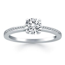 14k White Gold Channel Set Cathedral Engagement Ring, size 7