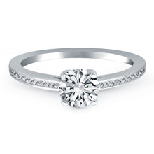 14k White Gold Channel Set Cathedral Engagement Ring, size 7