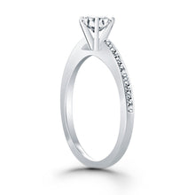 14k White Gold Channel Set Cathedral Engagement Ring, size 7