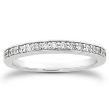 14k White Gold Pave Diamond Wedding Ring Band Set 1/2 Around, size 6