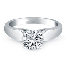 14k White Gold Tapered Cathedral Solitaire Engagement Ring, size 7