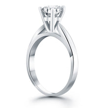 14k White Gold Tapered Cathedral Solitaire Engagement Ring, size 8