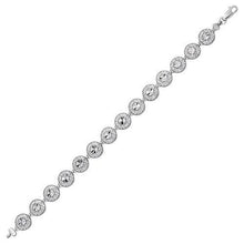 14k White Gold Antique Vintage Look Filigree Round Diamond Cut Link Bracelet, size 7.25''
