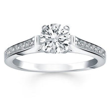 14k White Gold Pave Diamond Cathedral Engagement Ring, size 4.5
