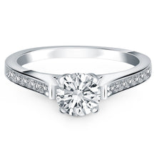 14k White Gold Pave Diamond Cathedral Engagement Ring, size 4.5