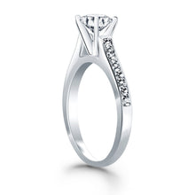 14k White Gold Pave Diamond Cathedral Engagement Ring, size 4.5