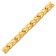14k Yellow Gold Fancy Basket Weave Line Bracelet, size 7.25''