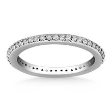 14k White Gold Round Diamond Eternity Ring, size 6