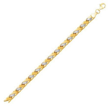 14k Two-Tone Gold Fancy Weave Bracelet with Contrasting Finish, size 7.25''