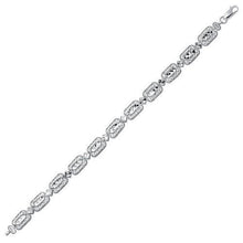 14k White Gold Antique Vintage Look Filigree Rectangular Link Bracelet, size 7.25''