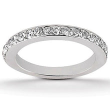 14k White Gold Pave Diamond Wedding Ring Band Set 1/2 Around, size 7