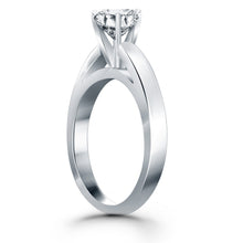 14k White Gold Classic Wide Band Cathedral Solitaire Engagement Ring, size 4.5