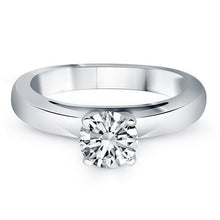 14k White Gold Classic Wide Band Cathedral Solitaire Engagement Ring, size 5.5