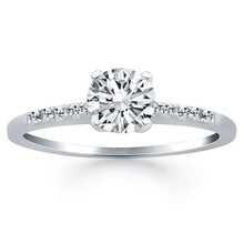 14k White Gold Engagement Ring with Diamond Band Design, size 4.5