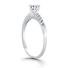 14k White Gold Engagement Ring with Diamond Band Design, size 5.5