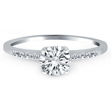 14k White Gold Engagement Ring with Diamond Band Design, size 6.5