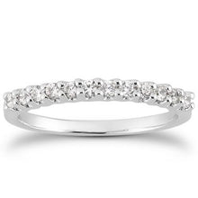 14k White Gold Fancy U Setting Shared Prong Diamond Wedding Ring Band, size 4.5