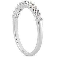 14k White Gold Fancy U Setting Shared Prong Diamond Wedding Ring Band, size 9