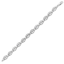 14k White Gold Antique Vintage Look Filigree Oval Link Bracelet, size 7.25''