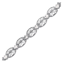 14k White Gold Antique Vintage Look Filigree Oval Link Bracelet, size 7.25''