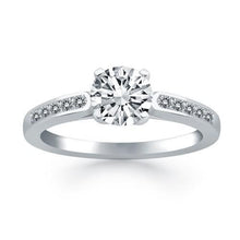 14k White Gold Diamond Channel Cathedral Engagement Ring, size 5