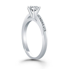 14k White Gold Diamond Channel Cathedral Engagement Ring, size 6