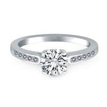 14k White Gold Diamond Channel Cathedral Engagement Ring, size 7