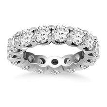 14k White Gold Round Diamond Decorated Eternity Ring, size 7