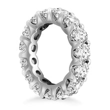 14k White Gold Round Diamond Decorated Eternity Ring, size 8