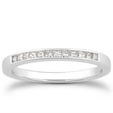 14k White Gold Channel Set Princess Diamond Wedding Ring Band, size 8