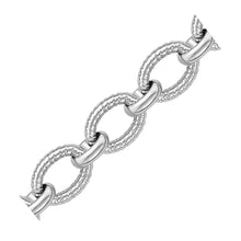 Sterling Silver Oval Cable Design Chain Link Bracelet, size 8''