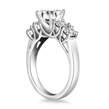 14k White Gold Five Stone Diamond Trellis Engagement Ring, size 4