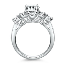 14k White Gold Five Stone Diamond Trellis Engagement Ring, size 6.5