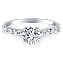14k White Gold Shared Prong Diamond Band Accent Engagement Ring, size 4.5