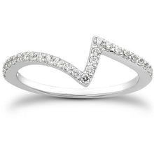 14k White Gold Fancy Zig Zag Pave Diamond Wedding Ring Band, size 6