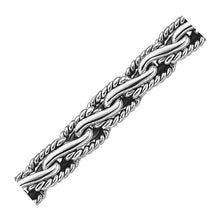 Oxidized Sterling Silver Men's Chain Bracelet in a Cable Motif, size 8.5''