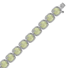 Sterling Silver Bracelet with Multi Gemstone Fleur De Lis Design, size 7.25''