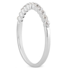 14k White Gold Floating Diamond Single Shared Prong Wedding Ring Band, size 7