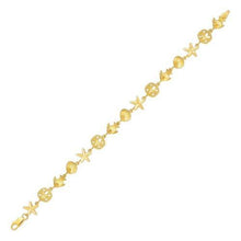 14k Yellow Gold Sea Life Bracelet, size 7''