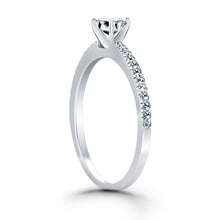 14k White Gold Engagement Ring with Pave Diamond Band, size 4