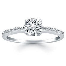 14k White Gold Engagement Ring with Pave Diamond Band, size 8.5