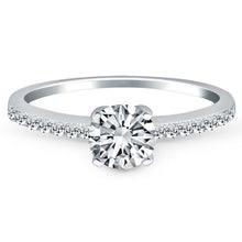 14k White Gold Engagement Ring with Pave Diamond Band, size 9