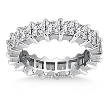 14k White Gold Common Prong Princess Cut Diamond Eternity Ring, size 8