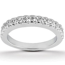14k White Gold Shared Prong Diamond Wedding Ring Band, size 7.5